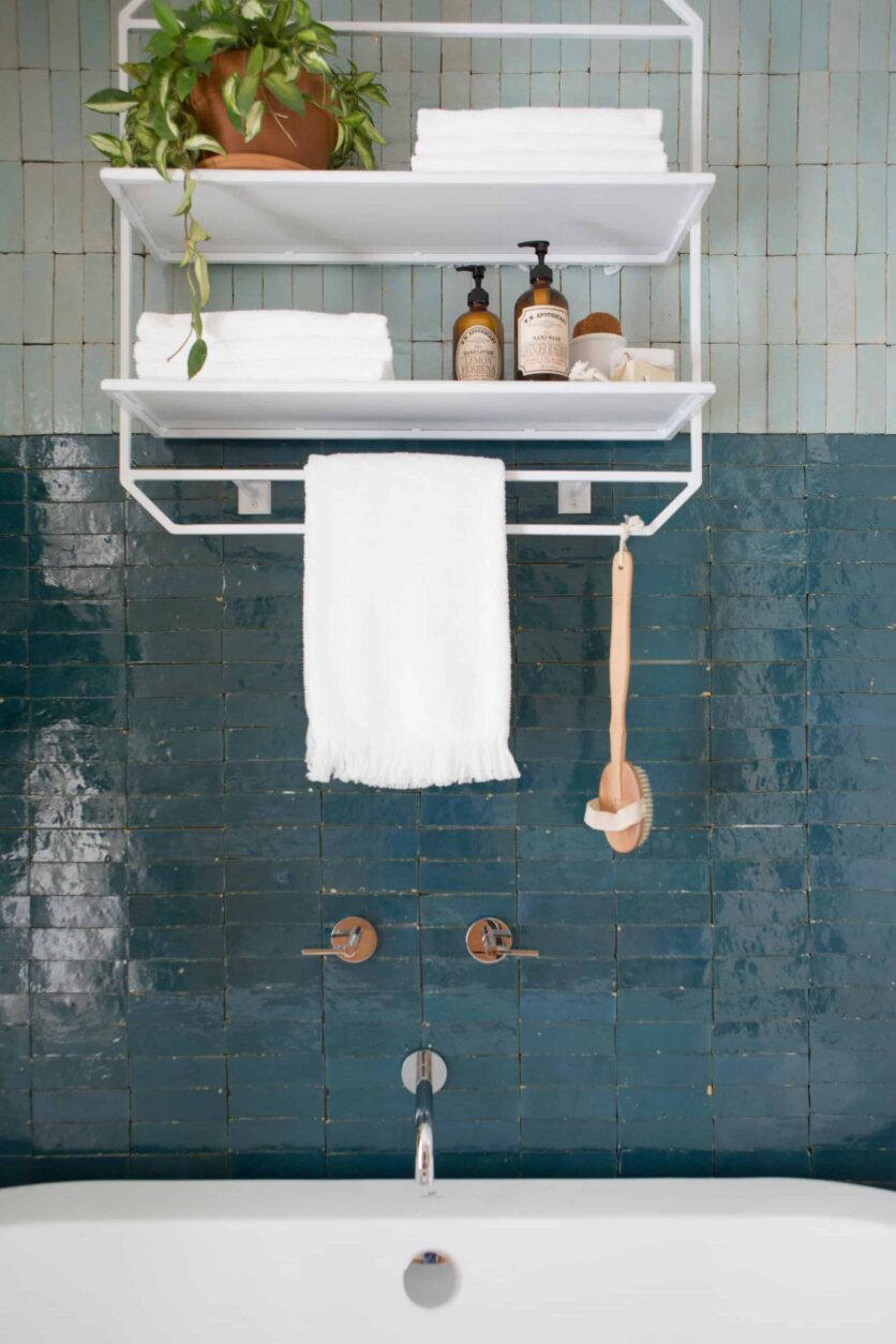 Fixer Upper Colorblock Tile in Bathroom